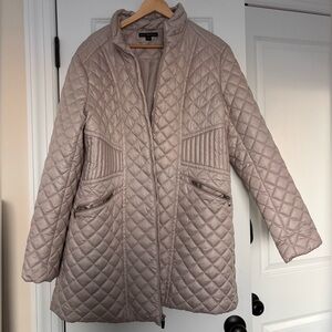 Via Spiga Quilted Puffer Jacket Cream Beige Size XXL Women’s